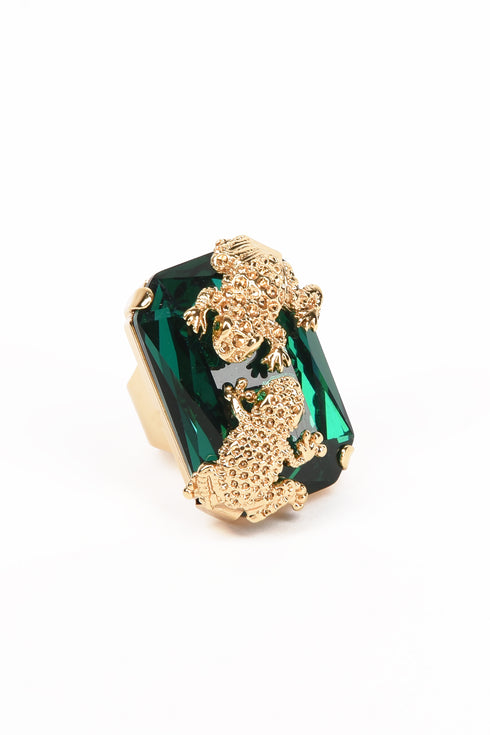 ADDICTED2 - Anello INES con cristalli colore smeraldo