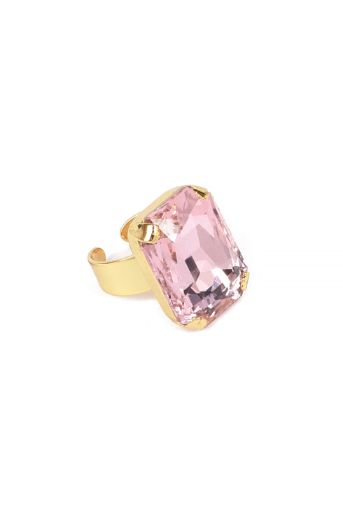 ADDICTED2 - Anello CELESTE con cristalli color rosa