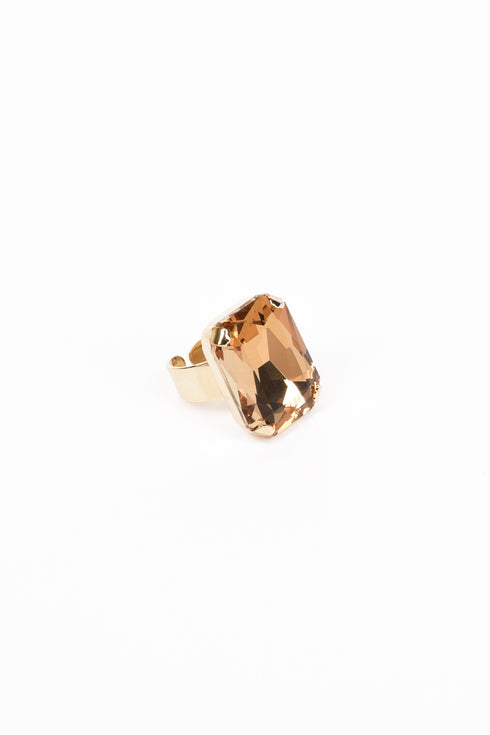 ADDICTED2 - Anello CELESTE con cristalli color oro