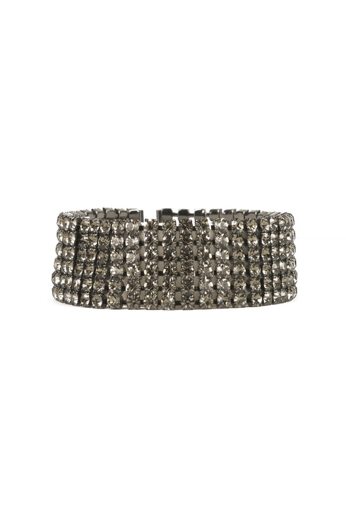 ADDICTED2 - Collana ASTERIA girocollo fili di strass in argento brunito