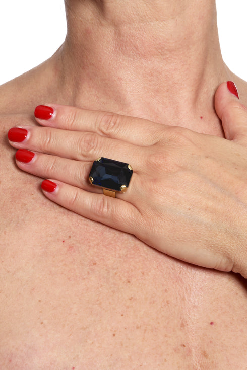 ADDICTED2 - Anello CELESTE con cristallo color blue