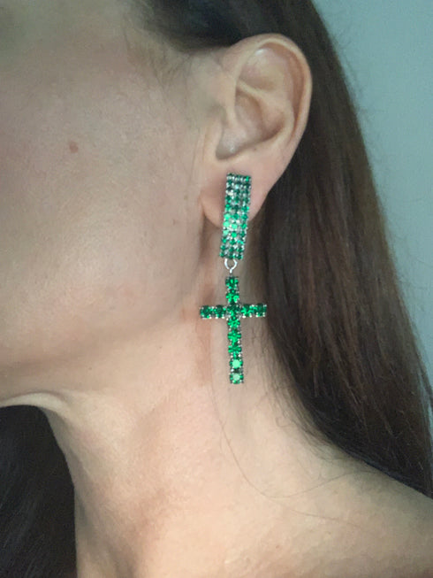 ADDICTED2 - Orecchini BELLONA con cristalli color smeraldo