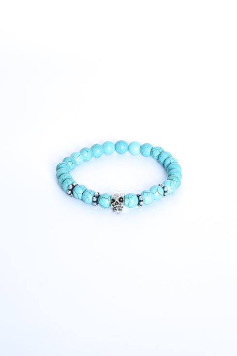 ADDICTED2 - Bracciale ZOE con pietre tonde e teschio in argento 925
