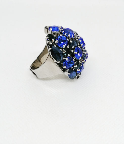 ADDICTED2 - Anello AMELIA con cristalli color blue notte