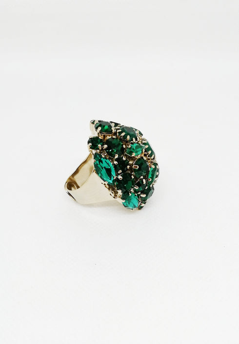 ADDICTED2 - Anello AMELIA con cristalli colore smeraldo