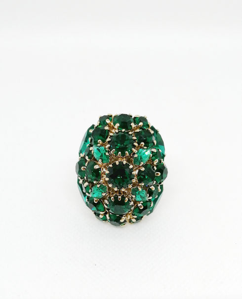 ADDICTED2 - Anello AMELIA con cristalli colore smeraldo