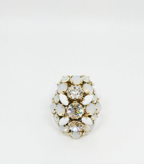 ADDICTED2 - Anello AMELIA con cristalli colore bianco