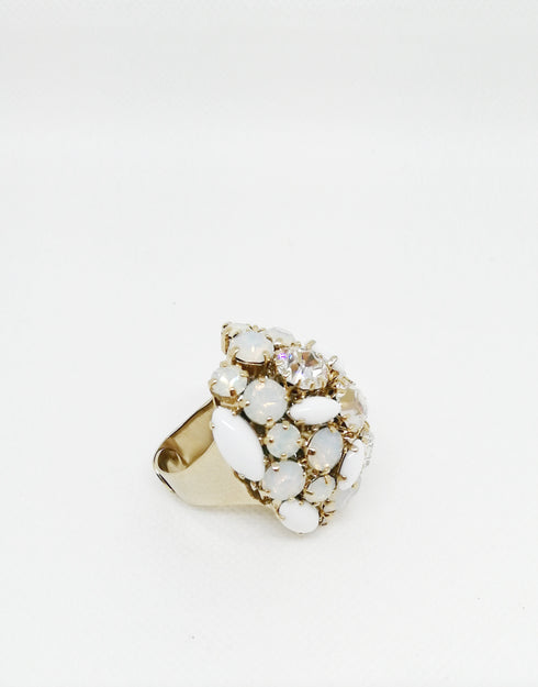 ADDICTED2 - Anello AMELIA con cristalli colore bianco