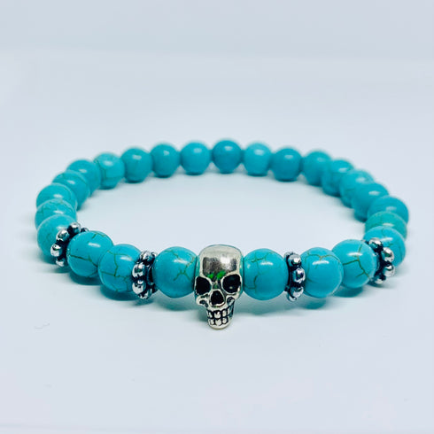 ADDICTED2 - Bracciale ZOE con pietre tonde e teschio in argento 925