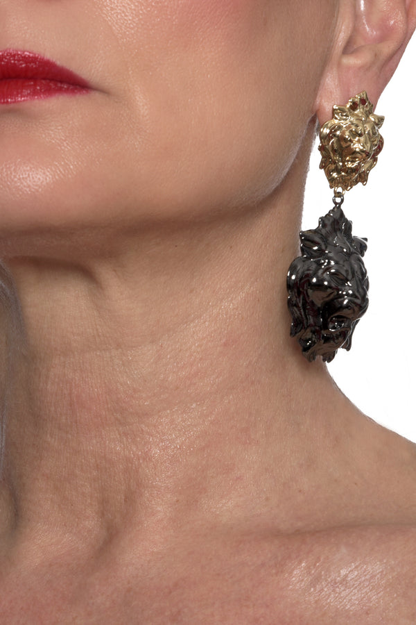 Heritage - Orecchini con teste di leoni