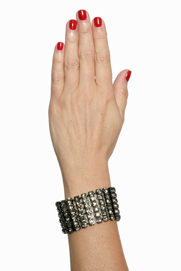 ADDICTED2 - Bracciale ASTERIA fili di strass in argento brunito