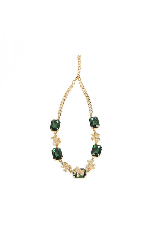 ADDICTED2 - Collana PAX con cristalli e rane color verde smeraldo