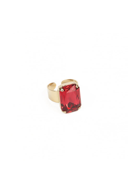 ADDICTED2 - Anello CELESTE con cristallo color rubino