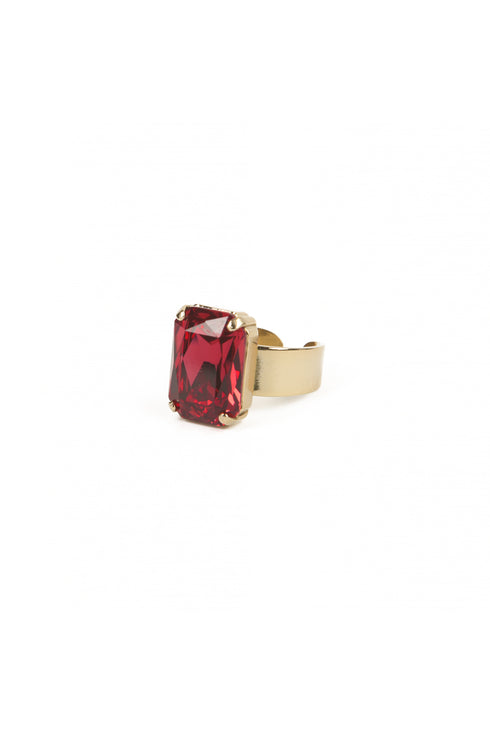 ADDICTED2 - Anello CELESTE con cristallo color rubino