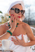 ADDICTED2 - Anello CELESTE con cristallo verde smeraldo