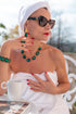 ADDICTED2 - Anello CELESTE con cristallo verde smeraldo