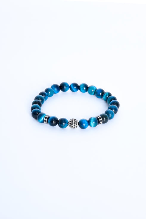 ADDICTED2 - SERENITY bracelet blue water tiger eye with zircons