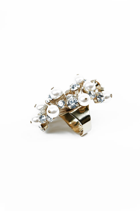 ADDICTED2 - AURORA ring with pearls and Swarovski