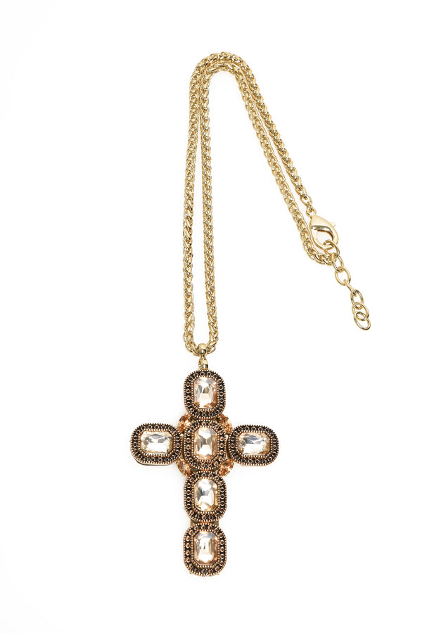 ADDICTED2 - ARTEMIDE cross necklace with gold-colored Swarovski