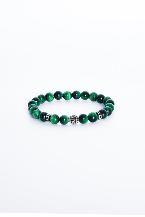 ADDICTED2 - TALISMAN green tiger eye bracelet with zircons